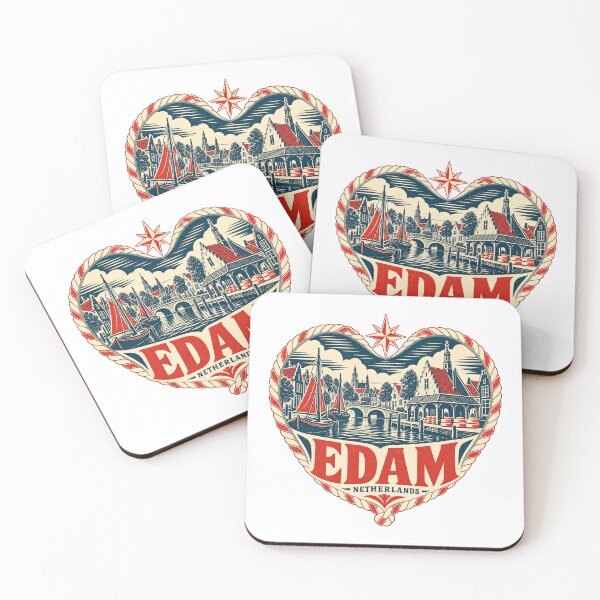 Item preview, Edam Netherlands Travel Souvenir Nautical Woodcut Heart designed and sold by VisualArtsOasis.
