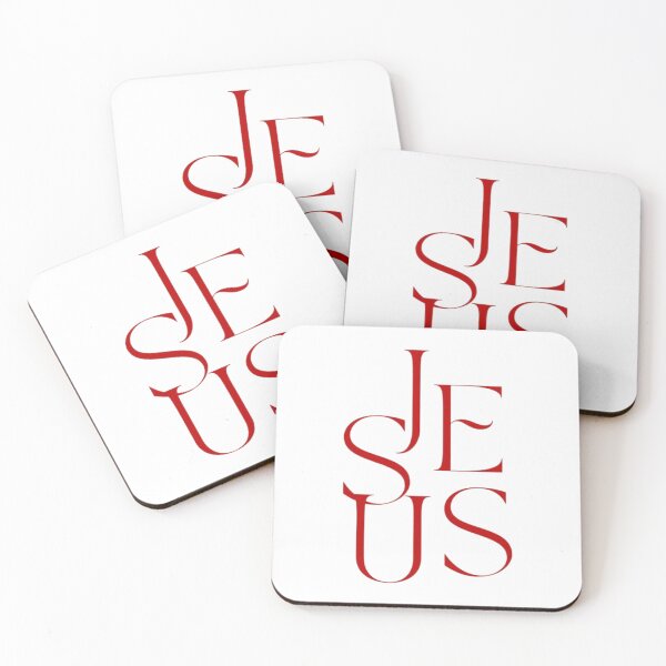 Item preview, Jesus Serif Typography Red Cream – Minimalist Christian Quote Design designed and sold by EatPrayLive.