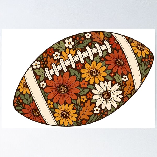 Item preview, Autumn Floral Football with Daisies and Sunflowers designed and sold by skyartdesign.