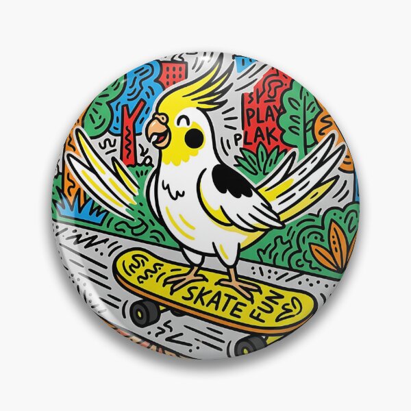Item preview, Cockatiel Skateboarder designed and sold by PictoVibe.