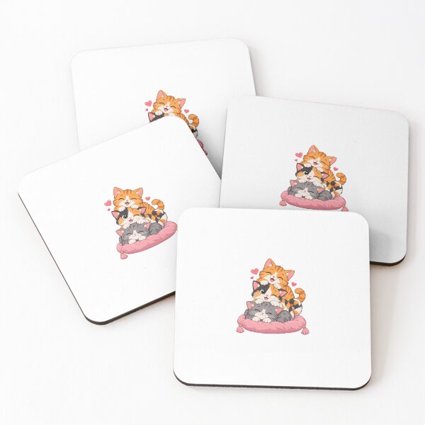Item preview, Three Cozy Kittens on a Pink Cushion designed and sold by skyartdesign.
