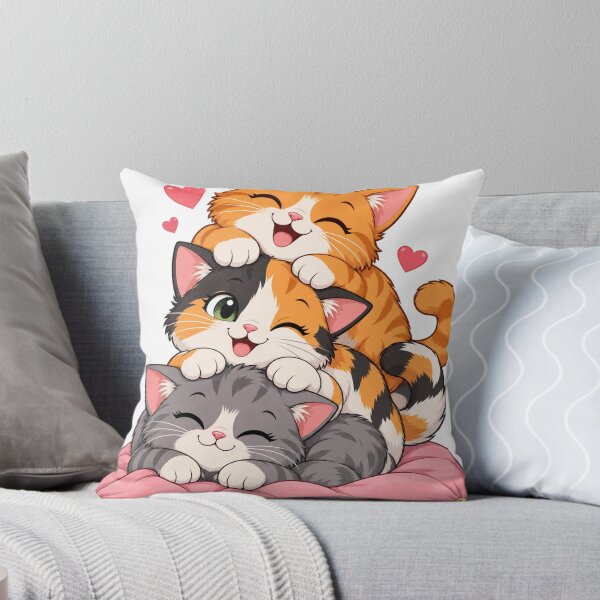 Item preview, Three Cozy Kittens on a Pink Cushion designed and sold by skyartdesign.