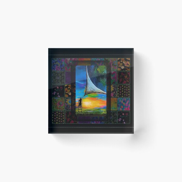 Item preview, Patchwork Portal – Surreal Sky & Floral Quilt Art designed and sold by ArtistsAtticWI.