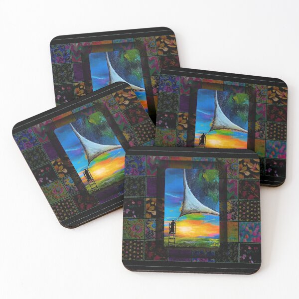 Item preview, Patchwork Portal – Surreal Sky & Floral Quilt Art designed and sold by ArtistsAtticWI.