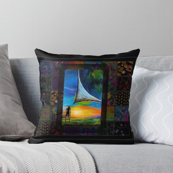 Item preview, Patchwork Portal – Surreal Sky & Floral Quilt Art designed and sold by ArtistsAtticWI.