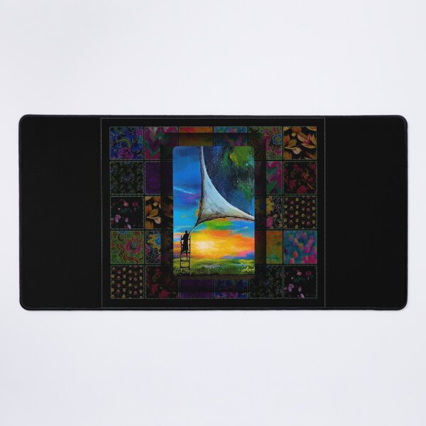 Item preview, Patchwork Portal – Surreal Sky & Floral Quilt Art designed and sold by ArtistsAtticWI.