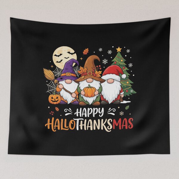 Aperçu de l'œuvre Joyeux Hallothanksmas Gnomes Nuit Étoilée  créée et vendue par MizoX7.