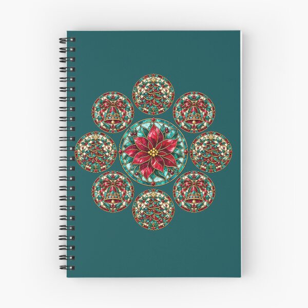 Item preview, Christmas Jewel Stained Glass – Burgundy & Teal Festive Pattern designed and sold by BigfeetLittlepaws.
