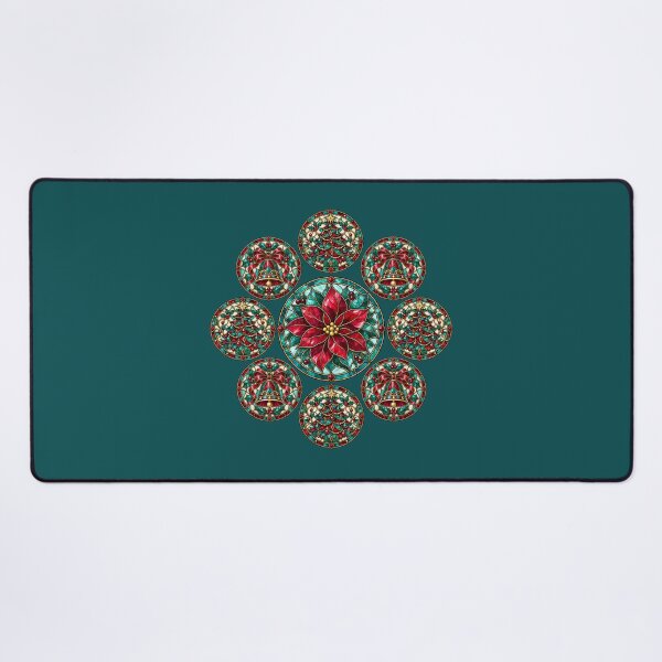 Item preview, Christmas Jewel Stained Glass – Burgundy & Teal Festive Pattern designed and sold by BigfeetLittlepaws.