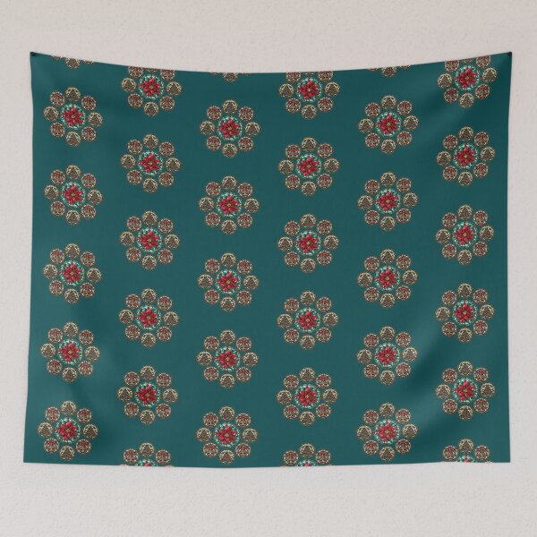 Item preview, Christmas Jewel Stained Glass – Burgundy & Teal Festive Pattern designed and sold by BigfeetLittlepaws.