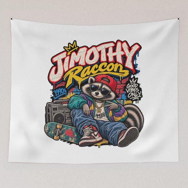 Item preview, Jimothy Raccoon – Retro 90s streetwear raccoon, graffiti style designed and sold by mocci10.