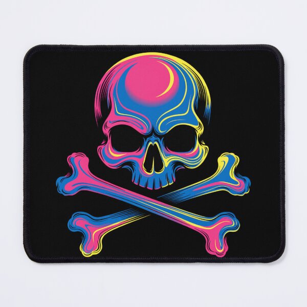 Item preview, CMYK Neon Skull and Crossbones Art designed and sold by Skulls & Calaveras.
