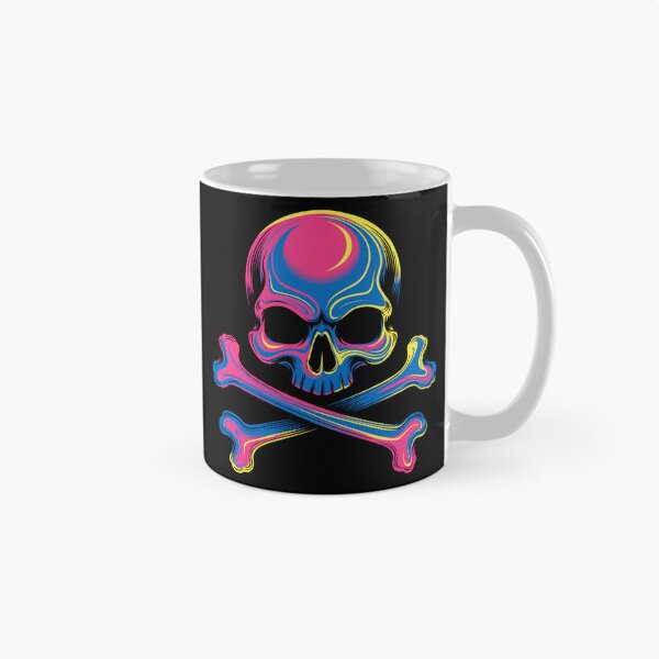 Item preview, CMYK Neon Skull and Crossbones Art designed and sold by Skulls & Calaveras.