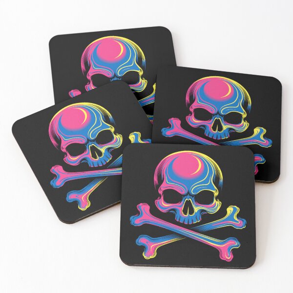Item preview, CMYK Neon Skull and Crossbones Art designed and sold by Skulls & Calaveras.