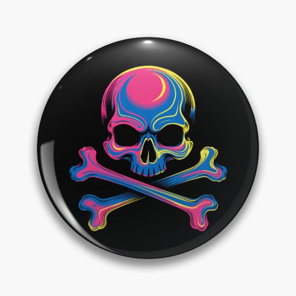 Item preview, CMYK Neon Skull and Crossbones Art designed and sold by Skulls & Calaveras.