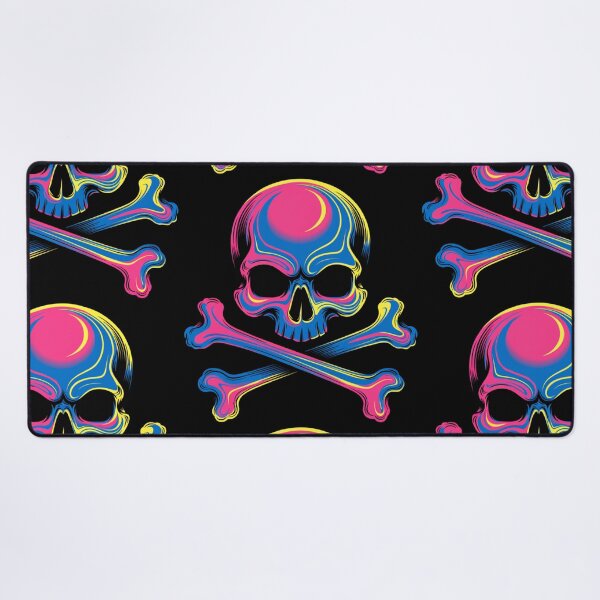 Item preview, CMYK Neon Skull and Crossbones Art designed and sold by Skulls & Calaveras.