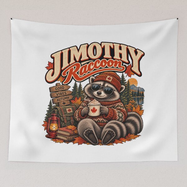 Item preview, Jimothy Raccoon – Warm autumn raccoon, maple leaves and vintage vibes designed and sold by mocci10.