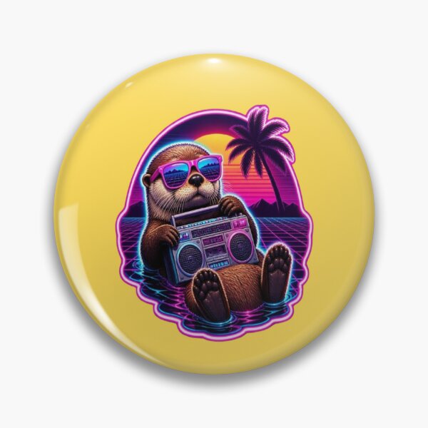 Item preview, Synthwave 80s Neon Retro Otter designed and sold by creativerooney.