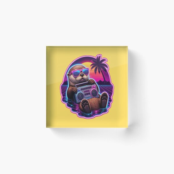 Item preview, Synthwave 80s Neon Retro Otter designed and sold by creativerooney.