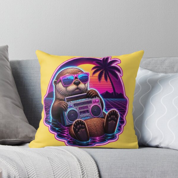 Item preview, Synthwave 80s Neon Retro Otter designed and sold by creativerooney.