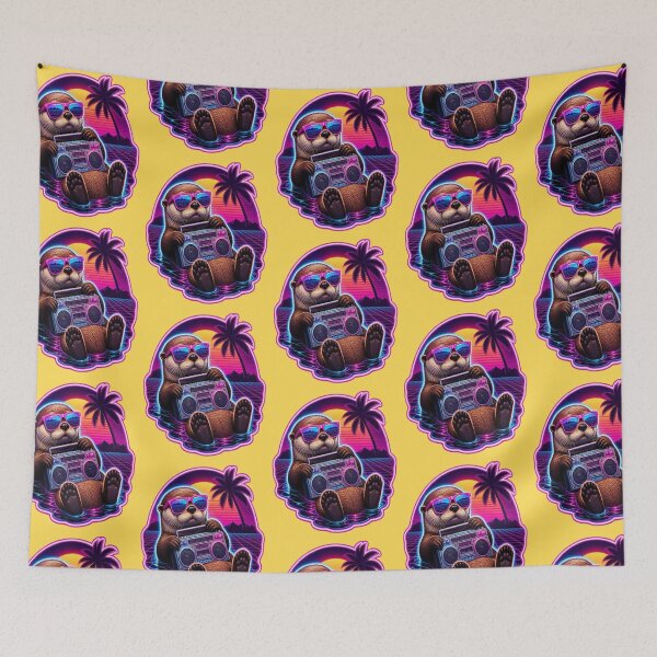 Item preview, Synthwave 80s Neon Retro Otter designed and sold by creativerooney.