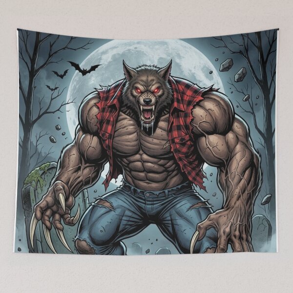Item preview, Lumberjack Werewolf in Night Cemetery designed and sold by JonelleTshirts.