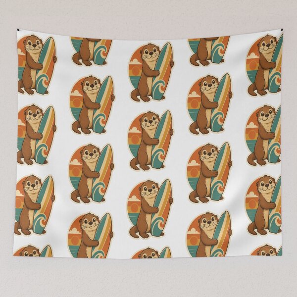 Item preview, Retro Vintage Surfboard Sea Otter designed and sold by creativerooney.