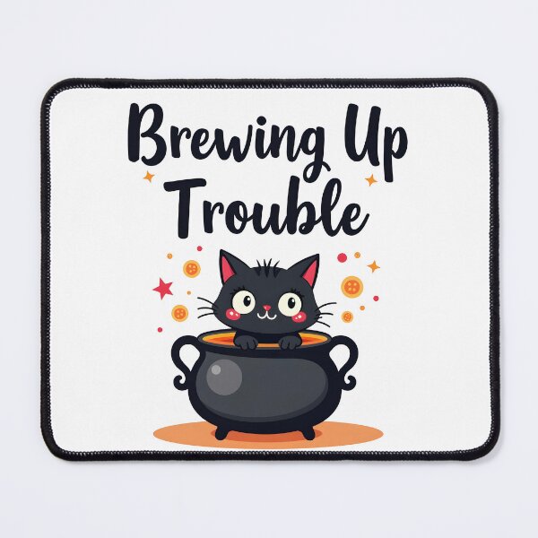 Item preview, Brewing up Trouble cute cat halloween designed and sold by Panya-Design.