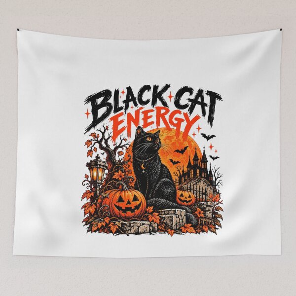 Item preview, Black Cat Energy, Trick Or Treat, 31 October, Spooky Season designed and sold by vintagearttee.