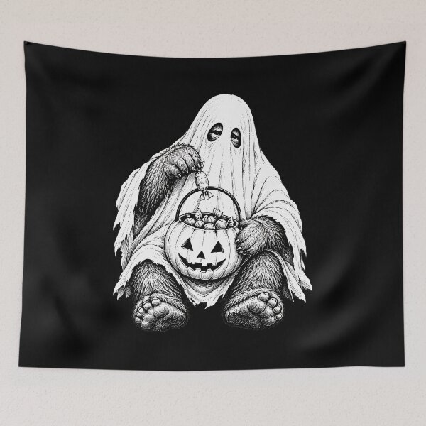 Item preview, bigfoot ghost halloween costume candy bucket designed and sold by hugoinkcoast.