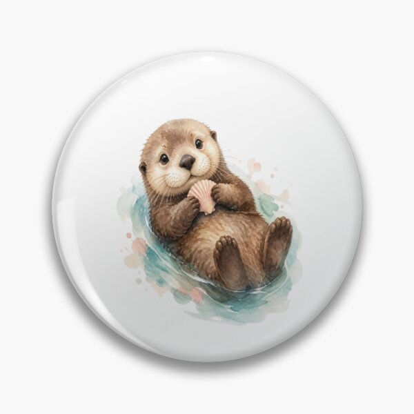 Item preview, Watercolor Sea Otter Holding Seashell designed and sold by creativerooney.