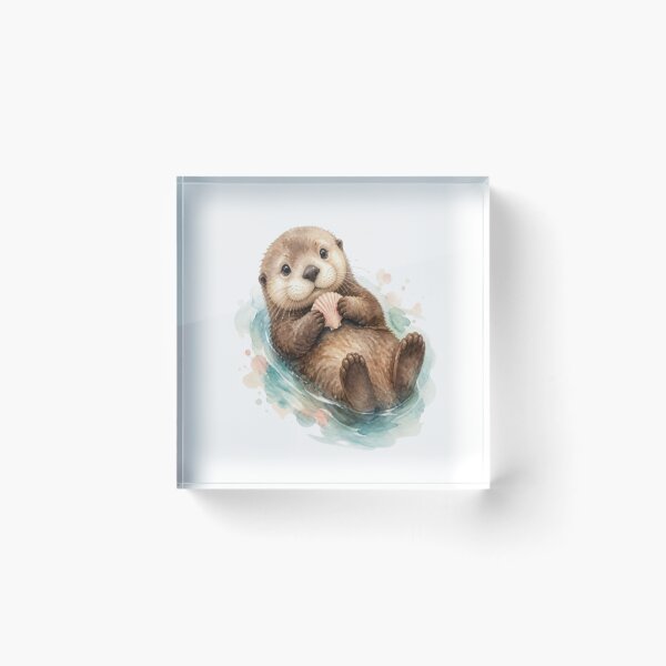 Item preview, Watercolor Sea Otter Holding Seashell designed and sold by creativerooney.