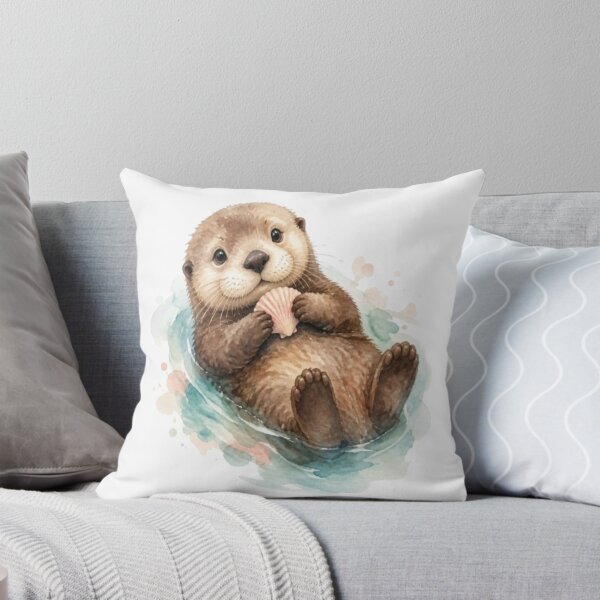 Item preview, Watercolor Sea Otter Holding Seashell designed and sold by creativerooney.