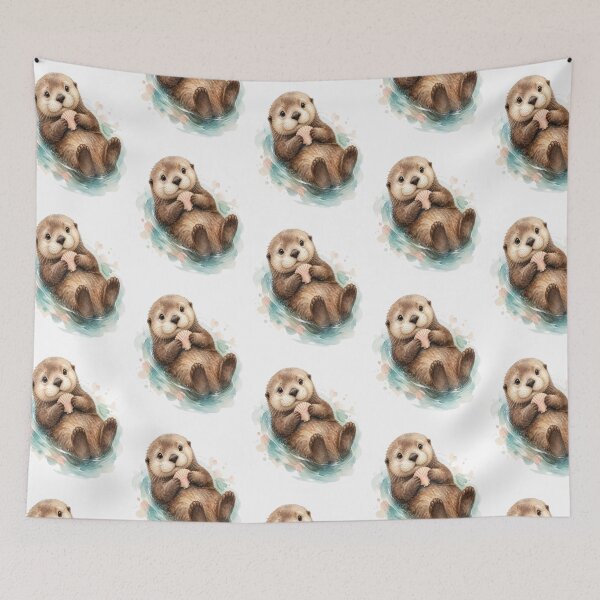 Item preview, Watercolor Sea Otter Holding Seashell designed and sold by creativerooney.
