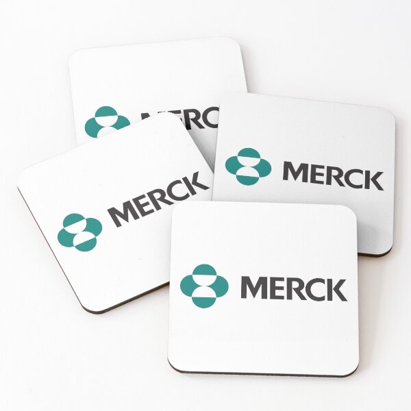 Item preview, Merck logo black wordmark with teal symbol of global science and pharmaceutical company designed and sold by Scovillea.