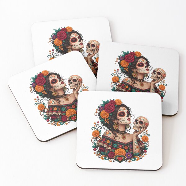 Item preview, dia de los muertos sugar skull catrina dead day women girl designed and sold by hugoinkcoast.