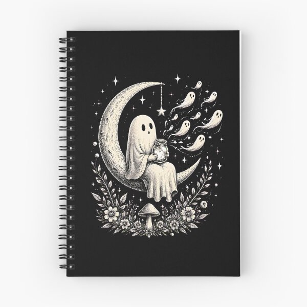 Item preview, cute ghost blowing dandelion moon stars designed and sold by hugoinkcoast.