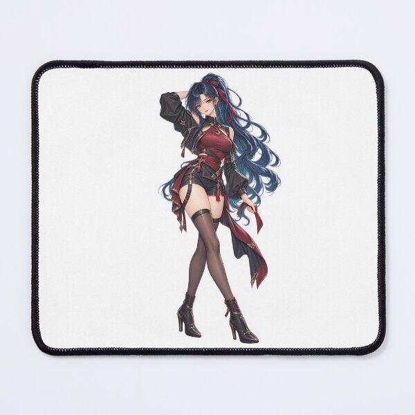 Item preview, Midnight Blue Anime Girl with Golden Eyes and Burgundy Ribbon designed and sold by iloveanimechibi.