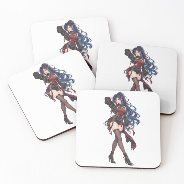 Item preview, Midnight Blue Anime Girl with Golden Eyes and Burgundy Ribbon designed and sold by iloveanimechibi.