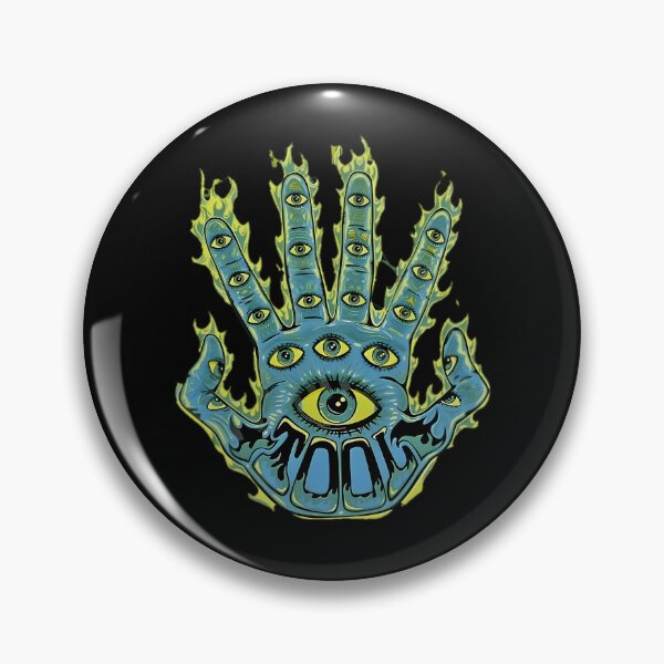 Item preview, Flaming Blue Open Hand Covered In Eye Symbols designed and sold by DougWilsons.
