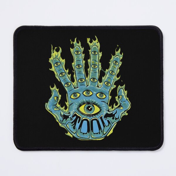 Item preview, Flaming Blue Open Hand Covered In Eye Symbols designed and sold by DougWilsons.