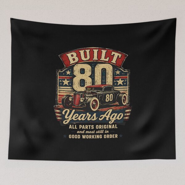 Item preview, Built 80 Years Ago Funny 80th Birthday USA Flag designed and sold by SketchDrSketch.