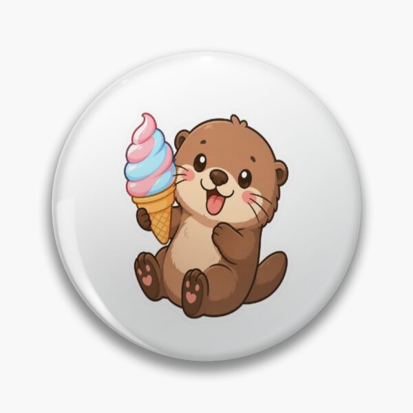 Item preview, Cute Kawaii Otter with Cone Ice Cream designed and sold by creativerooney.