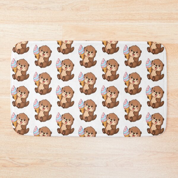 Item preview, Cute Kawaii Otter with Cone Ice Cream designed and sold by creativerooney.