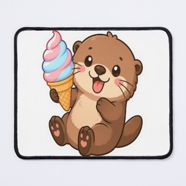 Item preview, Cute Kawaii Otter with Cone Ice Cream designed and sold by creativerooney.