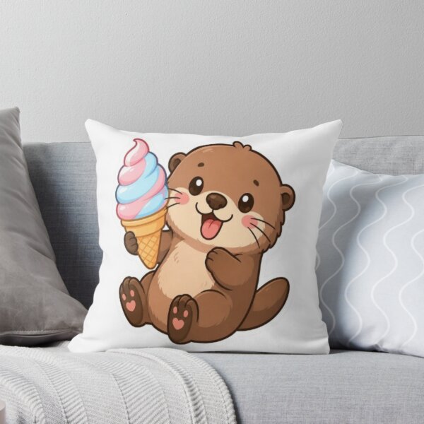 Item preview, Cute Kawaii Otter with Cone Ice Cream designed and sold by creativerooney.