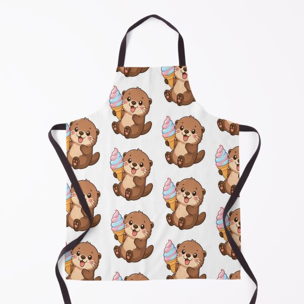 Item preview, Cute Kawaii Otter with Cone Ice Cream designed and sold by creativerooney.