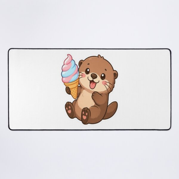 Item preview, Cute Kawaii Otter with Cone Ice Cream designed and sold by creativerooney.