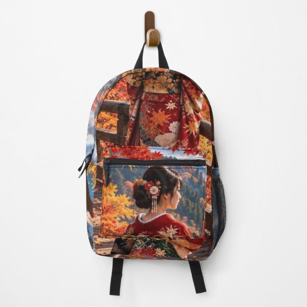 Item preview, Japanese Kimono Woman in a Stunning Autumn Mountain Valley designed and sold by vekotpu.