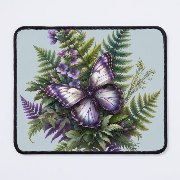 Item preview, Purple Butterfly Ferns and Flowers designed and sold by Eclectic Monkey.